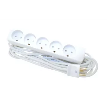 E-LINE Power Strip 5-Way White Earthed 5m