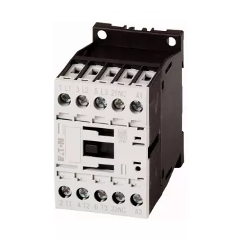 Eaton DILM12-01(24VDC) Power Contactor, 3-Pole, 12A AC-3, 24V DC Coil, IP20 – Black/White, 45x68mm (276880)