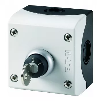 Eaton M22-WRS/KC11/I Key-Operated Selector Switch, 2 Positions, 1NO+1NC, Maintained, IP66, 22.5mm, Metal Bezel Titanium