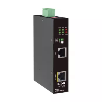Eaton Tripp Lite Series Industrial Gigabit PoE++ Injector, 60W, 802.3bt, Midspan, -40°C to 75°C, IP30, Dual 24-57VDC, DIN Rail, 1-Port, Black