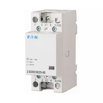 EATON Z-SCH230/25-40 Installation Contactor, 230V AC Coil, 4-Pole (4 NO), 25A, 2 TE, DIN Rail, MPN 248847