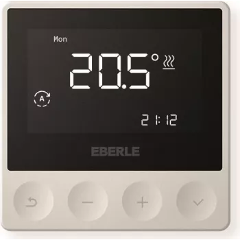 Eberle ATR 4800 AP Programmable Clock Thermostat for Room and Floor Temperature Control, Surface-Mounted, 230 V AC, 10 A, Weekly Program, LCD Backlight, Pure White 567194458600