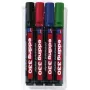 edding 330/4 S Permanent Marker Set - Black, Blue, Green, Red - Chisel Tip 1-5 mm - Low-Odour, Quick-Drying, Refillable - 4 Markers 4-330-4