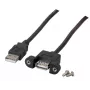 EFB-Elektronik USB 2.0 Extension Cable A-A, Panel Mount Female, 1.0m, Black, Classic