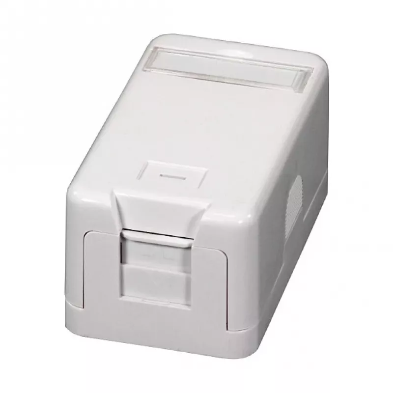 EFB ET-25166 Surface-Mounted Keystone Box, 1-Port, Self-Closing Dust Shutter, Pure White