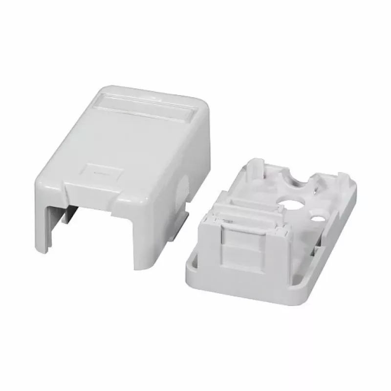 EFB ET-25166 Surface-Mounted Keystone Box, 1-Port, Self-Closing Dust Shutter, Pure White