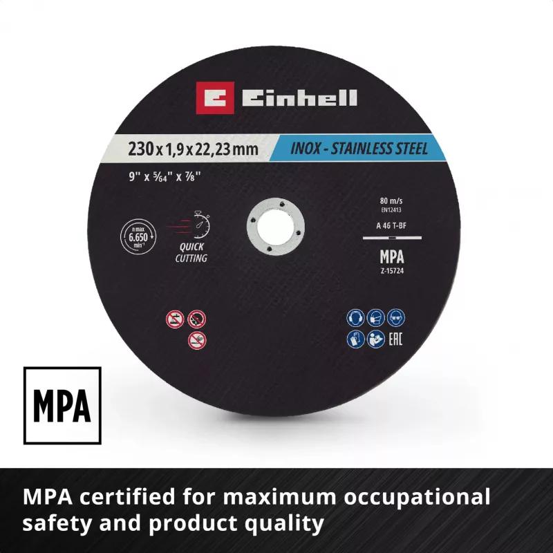 Einhell 230 x 2.0 mm Thin Cutting Discs for Angle Grinders, 10-Pack 711524