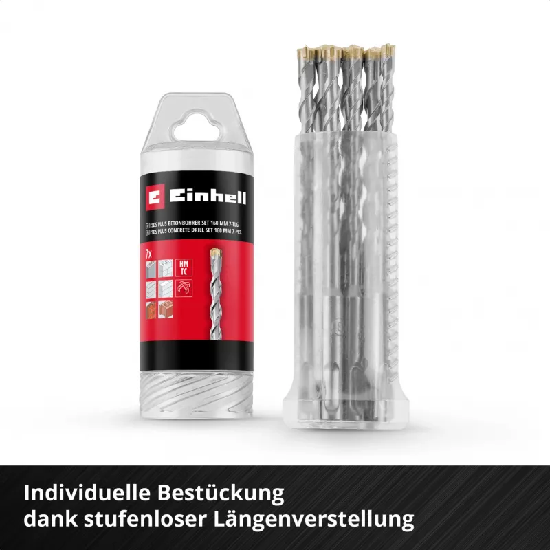 Einhell 265510 SDS-plus Hammer Drill Bit Set, 7 Pieces, Ø 6-14 mm, 160 mm
