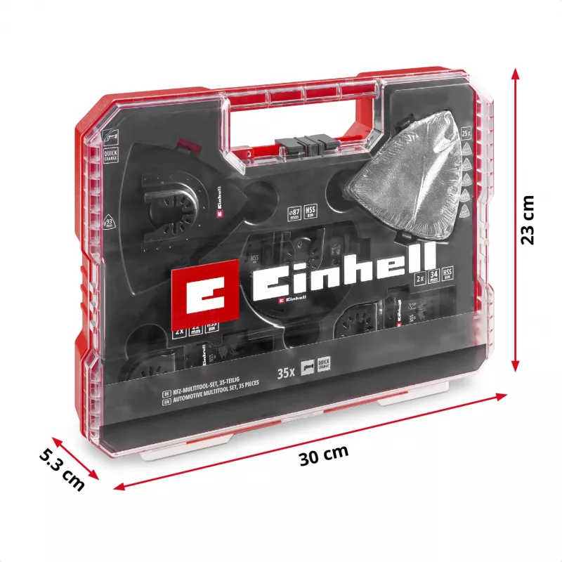 Einhell 708135 XL-PLUS-CASE BiM HSS Multifunction Tool Accessory Set, 10 Pieces