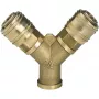 Einhell Compressed Air Distributor with 2 Quick Couplings, R 3/8 inch Female Thread, Nickel-Plated Brass 4139680