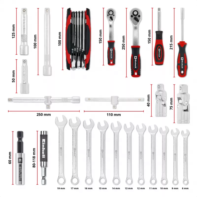 Einhell E-Case 201-Piece Mechanics Tool Set (Chrome Vanadium Steel, Stackable) (370513)