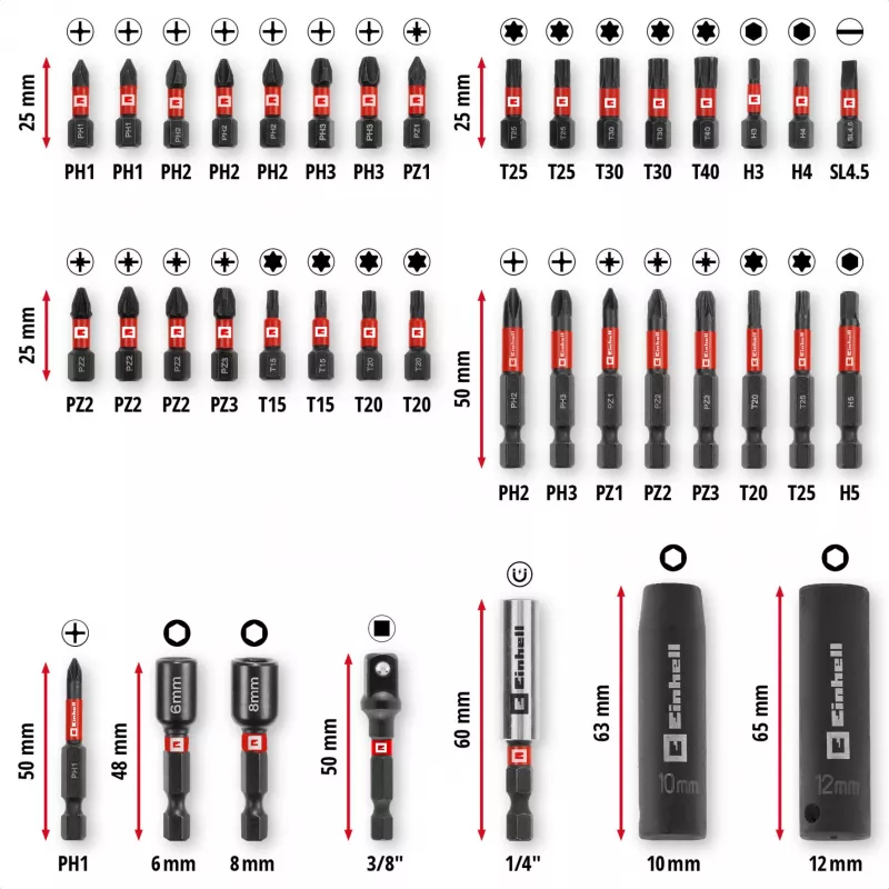 EINHELL-KWB Impact Bit & Socket Set in M-CASE, 39-Piece