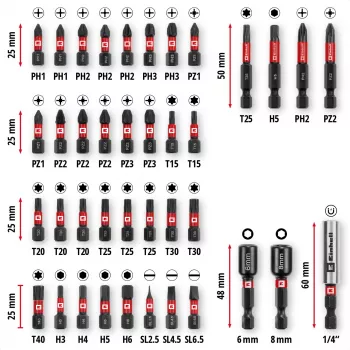 EINHELL-KWB Impact Bit Set in M-CASE, 39-Piece (with Sockets)