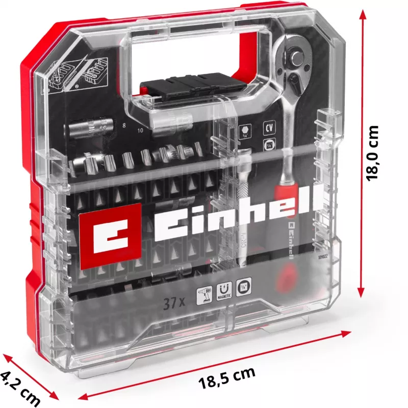EINHELL-KWB Socket and Bit Set 1/4 inch 37-Piece in L-CASE