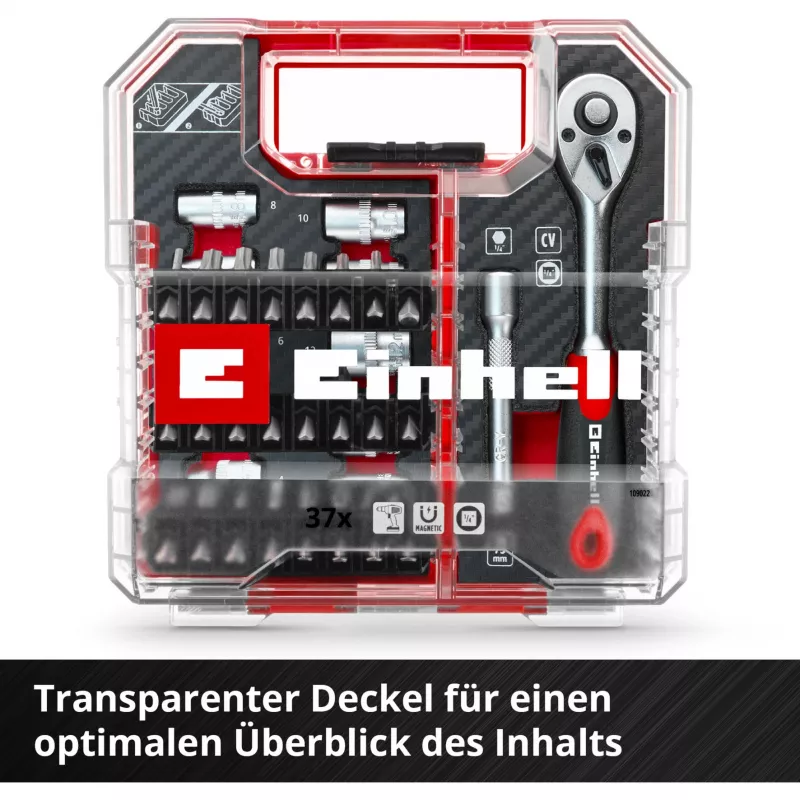 EINHELL-KWB Socket and Bit Set 1/4 inch 37-Piece in L-CASE