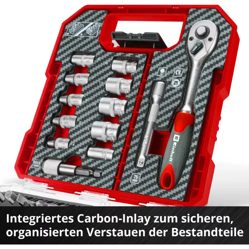 EINHELL-KWB Socket and Bit Set 1/4 inch 37-Piece in L-CASE