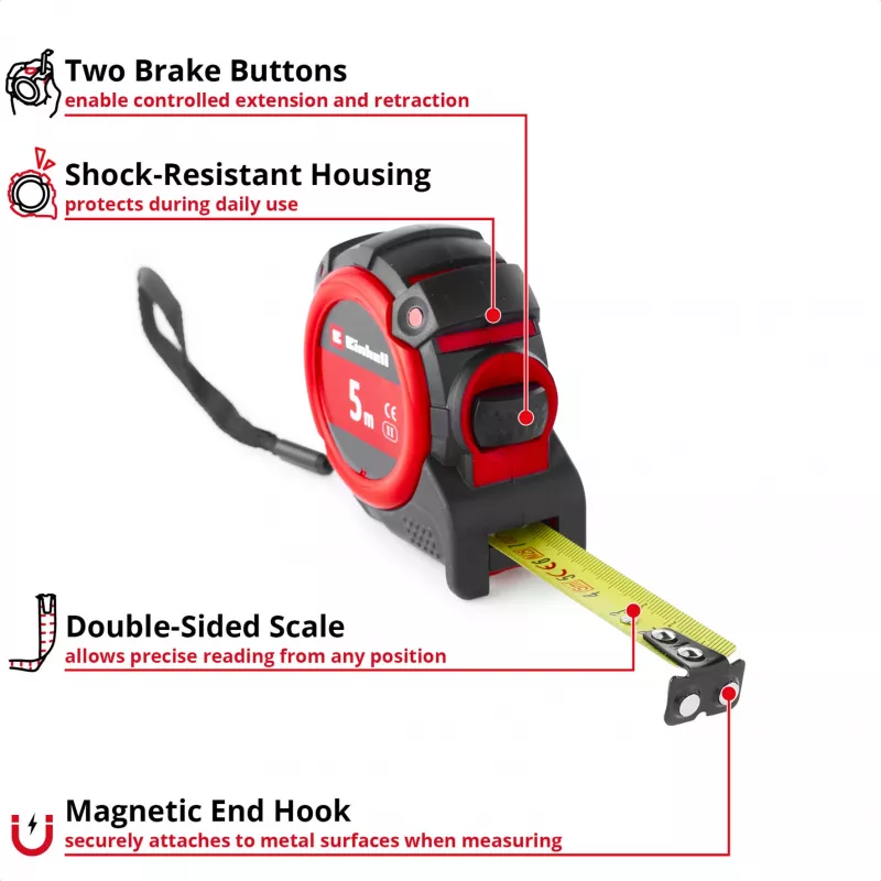 EINHELL-KWB Tape Measure, 5 m (Black/Red)