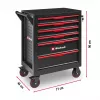 EINHELL-KWB Workshop Trolley Empty, 6 Drawers (Black/Red, 4 Flat, 2 High Drawers)
