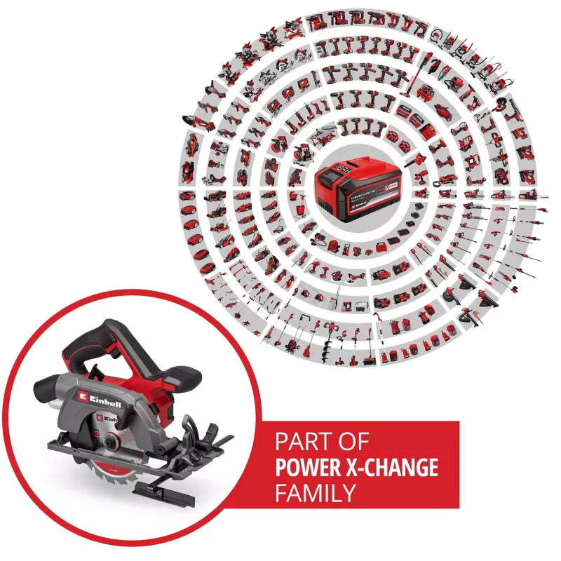 Einhell Power X-Change Cordless Hand Circular Saw TE-CS 18/150-2 Li-Solo, 18V (Red/Black, Without Battery and Charger)