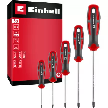 Einhell Screwdriver Set PZ, 5-Piece (Red/Black, Ergonomic Two-Component Handles)