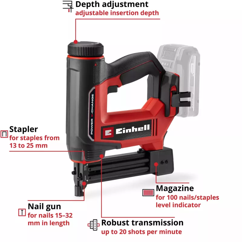 Einhell TE-CN 18/32 Li - Solo Cordless Nailer 18V Power X-Change (Bare Tool)