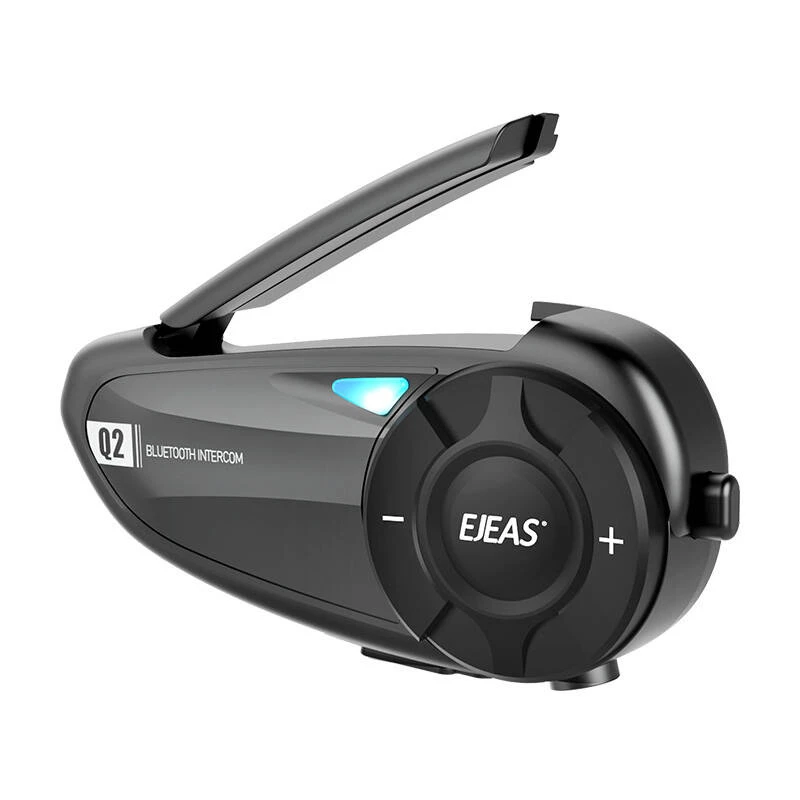 EJEAS Q2 Motorcycle Intercom with Bluetooth 5.1, 800m Range, IP65, DSP & CVC Noise Reduction, FM Radio, Voice Assistant, USB-C, Up to 20h Talk Time