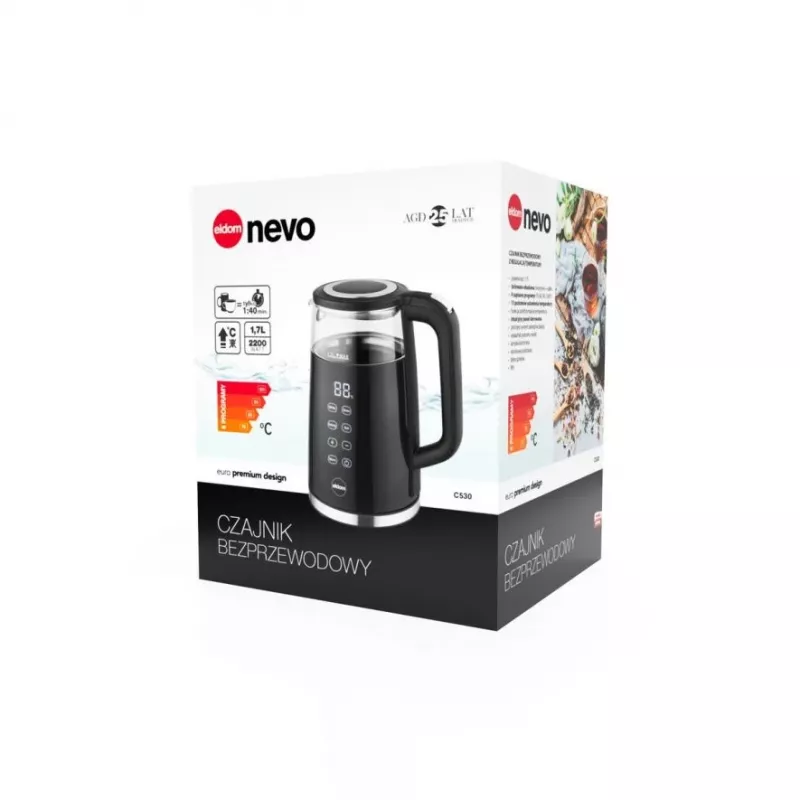 Eldom C540 Electric Kettle 1.7L 2000W Stainless Steel Silver/Black