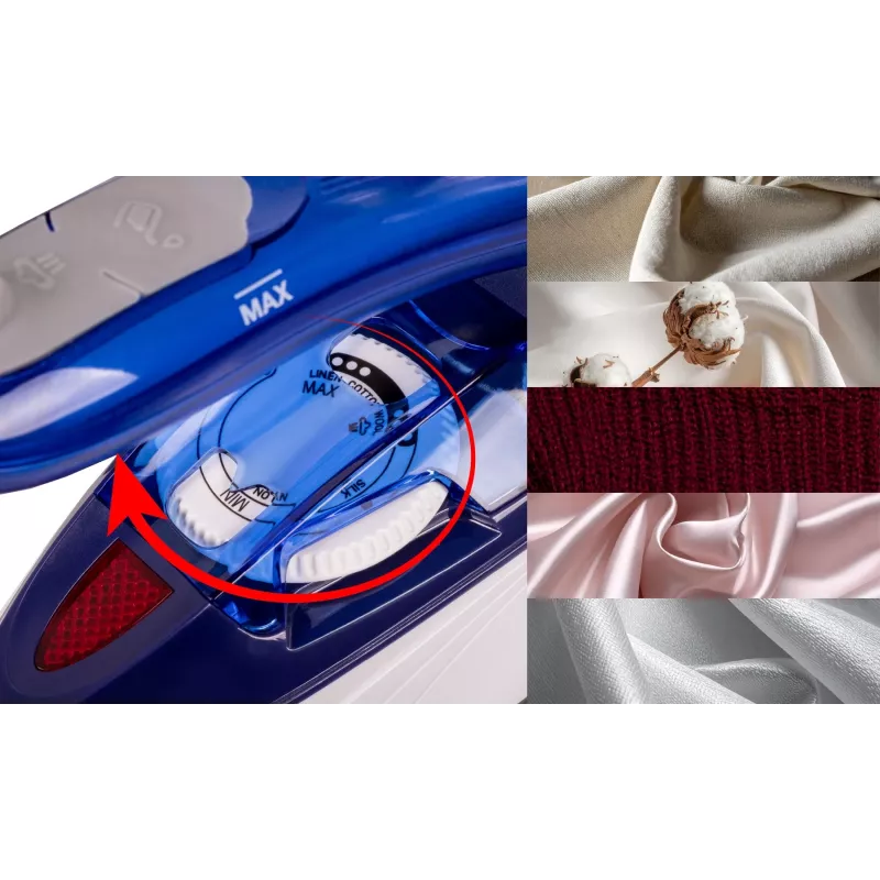 ELDOM DA50 Travel Iron 900W Blue with Steam, Foldable Handle, Non-Stick Soleplate, 40ml Tank