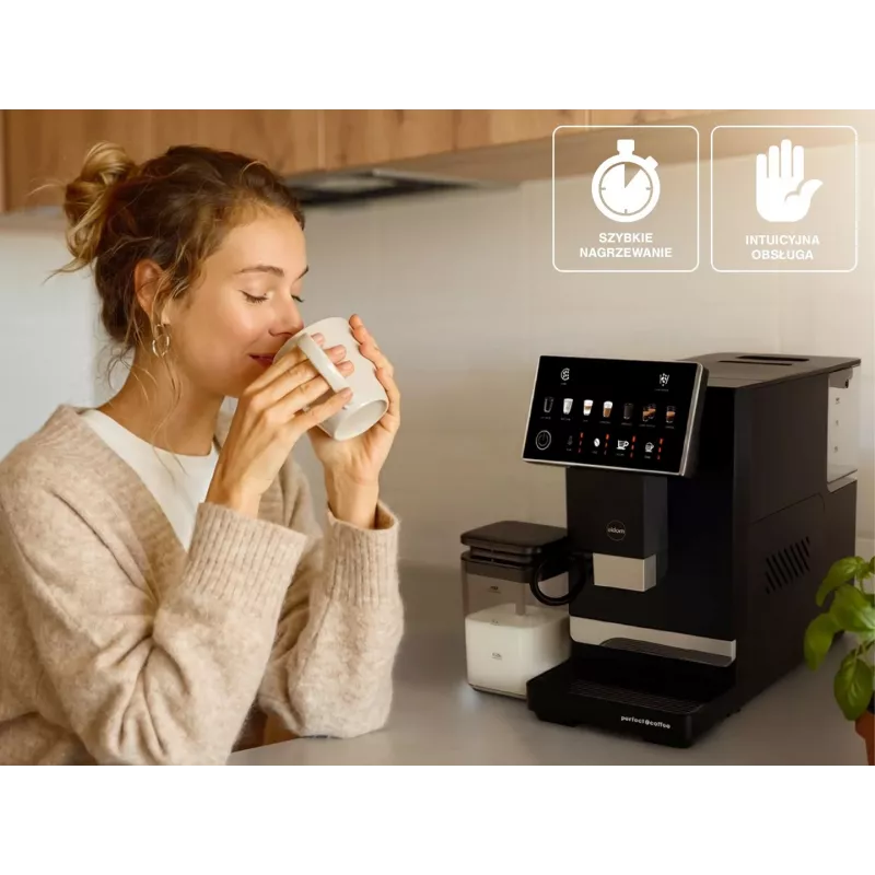 ELDOM ECA10 Automatic Pressure Coffee Machine, 7 Programs, 19 Bar, 1450 W, 1.8 L Water Tank, Bean-to-Cup, LCD, Black