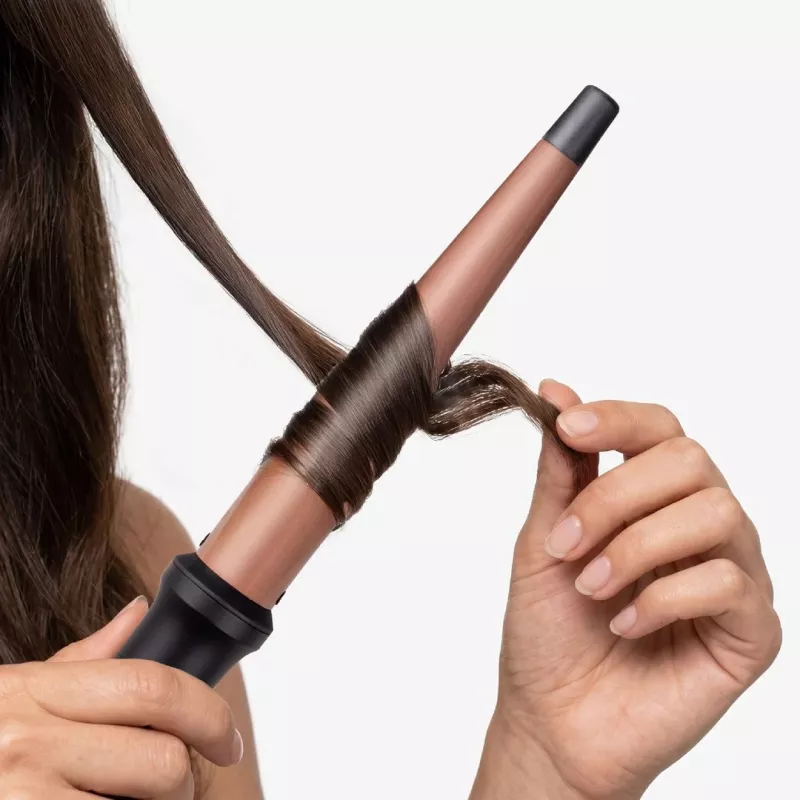 ELDOM HS12 Hair Curler with Digital Temperature Control, Ceramic Barrel, 5 Heat Settings, LCD Display, Auto Shut-off, 25mm Barrel, Black/Silver