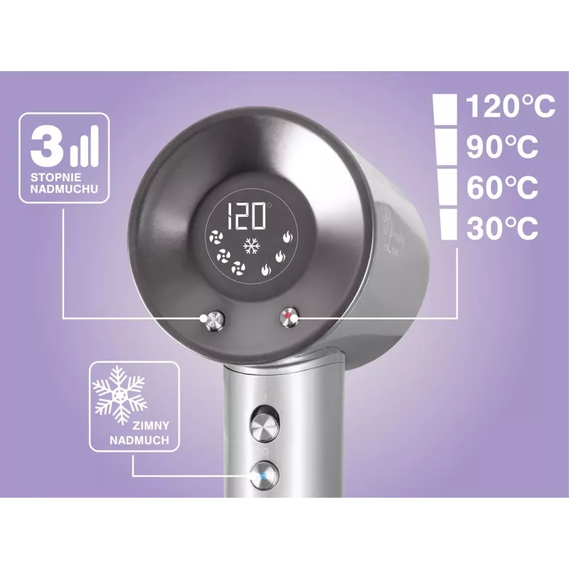 ELDOM HT280 Hair Dryer, 1650 W, Grey, 3 Heat Settings, 2 Speed Settings, Cool Shot, Concentrator Nozzle, Removable Air Filter, Hanging Loop, Overheat Protection, 1.8 m Cable