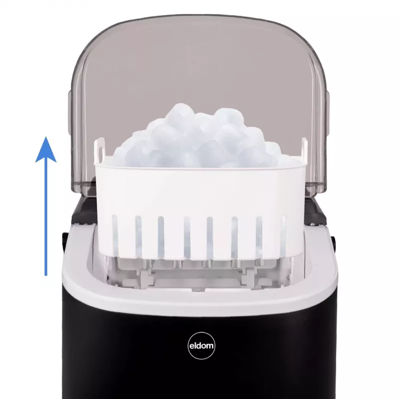 ELDOM KS230 Ice Maker - 12 kg/24h, 2.2L Tank, 9 Cubes per Cycle, Silver/Black