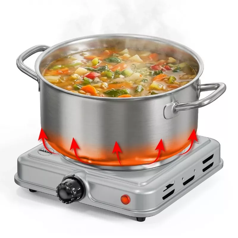 ELDOM PG13 Electric Single Hot Plate 1500W Cast Iron White