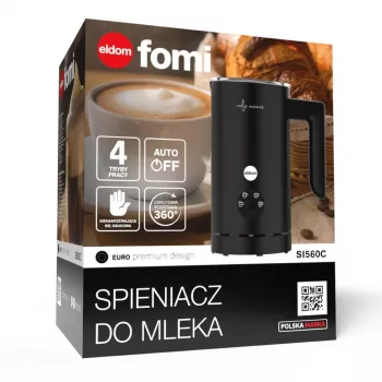 ELDOM SI560C Milk Frother Black - 500W Automatic Hot & Cold Frothing, 300ml Heating, Stainless Steel