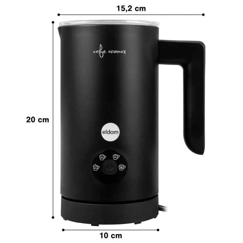ELDOM SI560C Milk Frother Black - 500W Automatic Hot & Cold Frothing, 300ml Heating, Stainless Steel