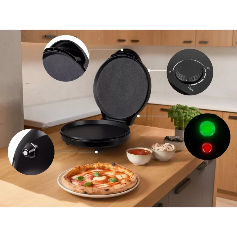 ELDOM ST1000 Electric Pizza Maker 1450W Black 30cm Non-Stick