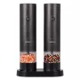ELDOM ZMP5 Battery-Powered Salt and Pepper Grinder Set with Stand, Black