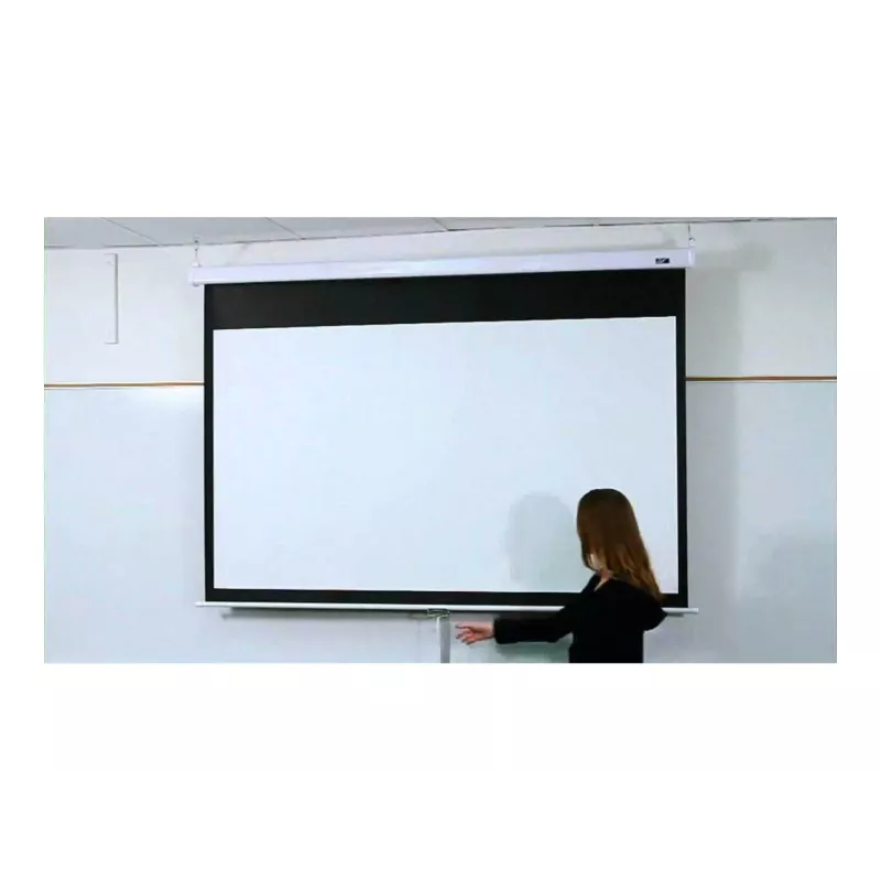 Elite Screens Manual Series M120XWV2 120-inch Manual Pull-Down Projector Screen with MaxWhite FG Material, 16:9 Aspect Ratio, White Casing