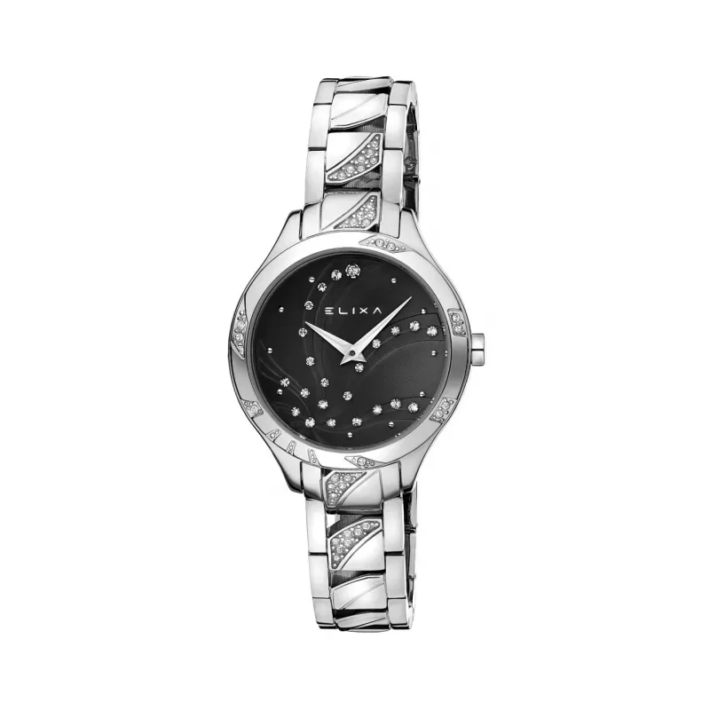 ELIXA Woman E119L483 Analog Quartz Watch 30mm Stainless Steel Mesh Black