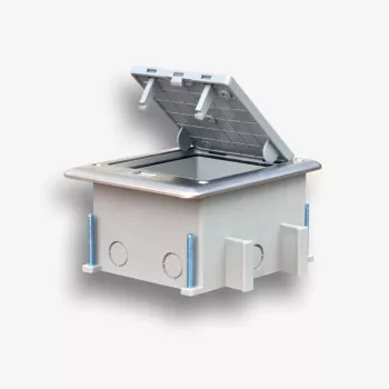 EMITER Floor Box 6M IP66 - Floor Box for Mounting 22.5x45 mm (45x45 mm) Standard Sockets, Tilting