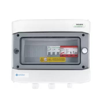 EMITER Switchgear Attached AC Hermetic IP65 EMITTER with AC Dehn Type 2 Surge Arrester, 50A 3-Phase, RCD Type A 63A/300mA