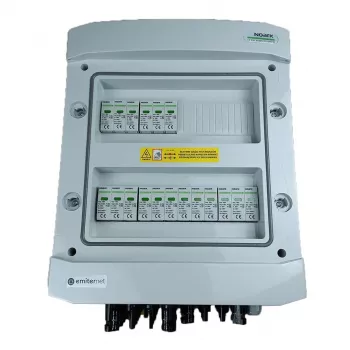 EMITER Switchgear Attached DC Hermetic IP65 EMITTER with DC Surge Arrester Noark 1000V Type 1+2, 6x PV String, 6x MPPT
