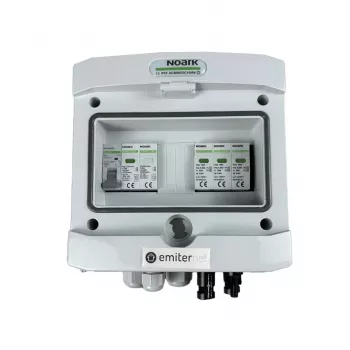 EMITER Switchgear Attached DCAC Hermetic IP65 EMITTER with Noark 1000V Type 1+2 DC Surge Arrester, 1 x PV String, 1 x MPPT // and AC Noark Type 1+2, 10A 1-Phase