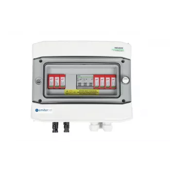 EMITER Switchgear Attached DCAC Hermetic IP65 with Dehn 1000V Type 2 DC Surge Arrester, 1 x PV String, 1 x MPPT // og. AC Dehn Type 2, 20A 3-Phase