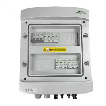 EMITER Switchgear Attached DCAC Hermetic IP65 with Noark 1000V Type 2 DC Surge Arrester, 2 x PV String, 2 x MPPT // AC Noark Type 2, 10A 3-Phase