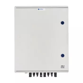 EMITER Switchgear Attached DCAC Hermetic IP66 EMITTER with DC Surge Arrester Dehn 1000V Type 2, 6 x PV String, 6 x MPPT // AC Dehn Type 2, 100A 3-Phase, FR 100A, Phase Signaling + Socket