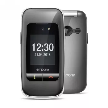 Emporia ONE V200i Flip Phone, 2.31-inch Display, Dual SIM, SOS Button, Space Grey/Silver