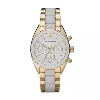 Emporio Armani AR5944 Women's Rose Gold-Tone Stainless Steel Chronograph Watch 38mm
