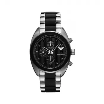 Emporio Armani AR5952 Men's Chronograph Quartz Watch 43mm Black Silicone