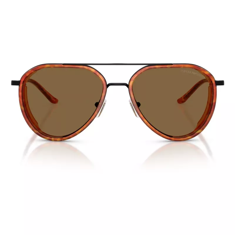 EMPORIO ARMANI EA2163-3001OR Men's Sunglasses - Shiny Black Frame, Dark Grey Lens, 56mm